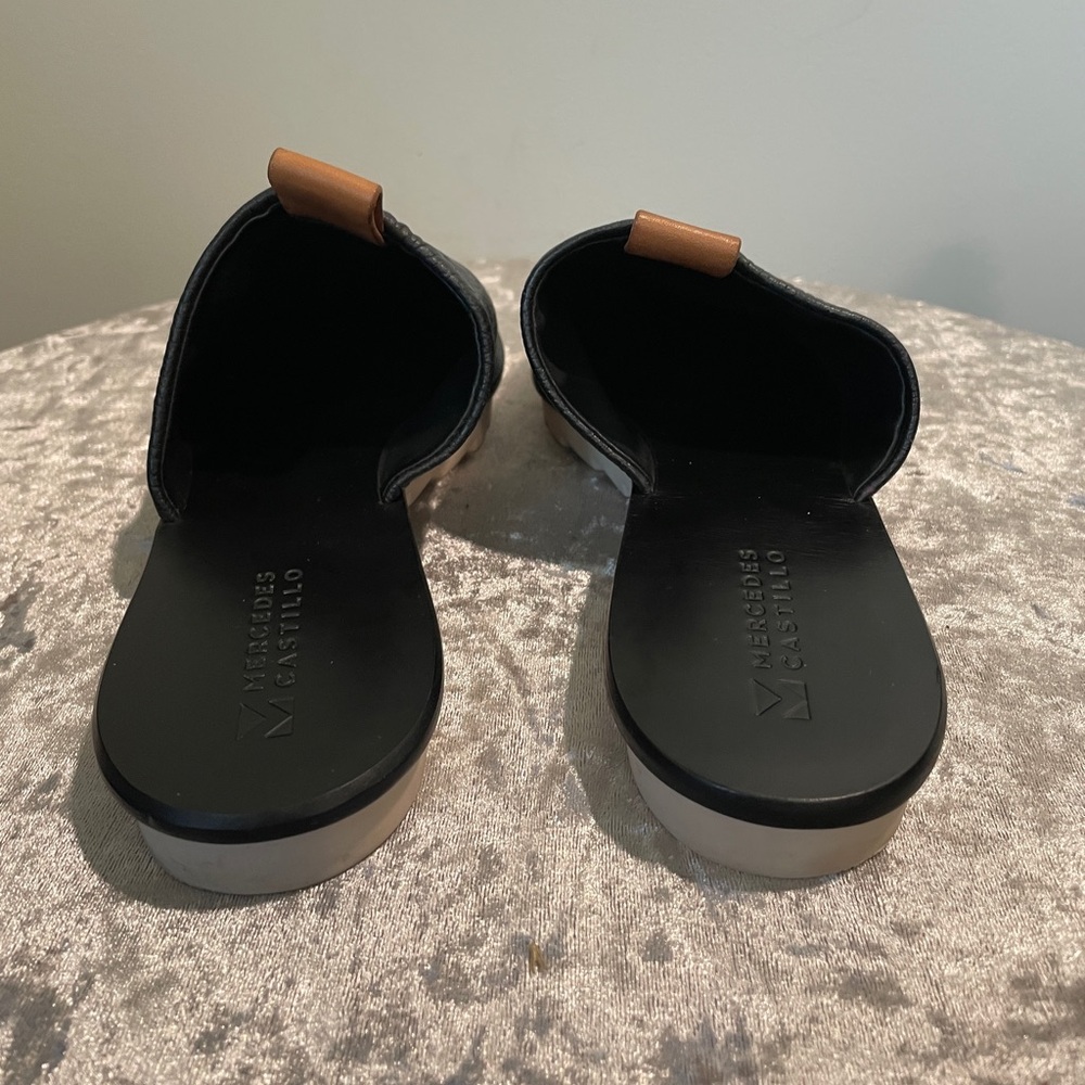 MERCEDES CASTILLO “Teah” Black Pebbled Leather Platform Mules - RARE!!! - Picture 6 of 16